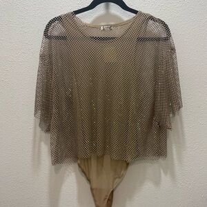Free People Sequin Net Bodysuit NWT